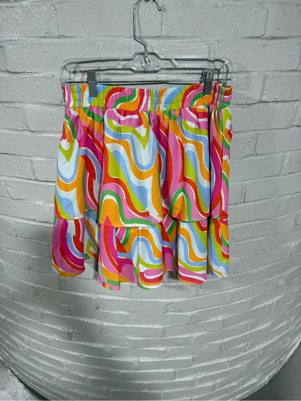 SSYS Bright Multicolor Swirl Tiered Skort